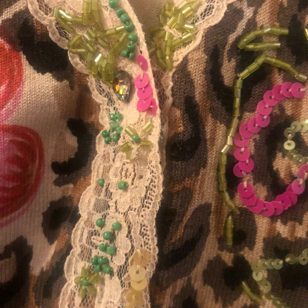 Dazzling Leopard Print Button Up Sweater - image 2